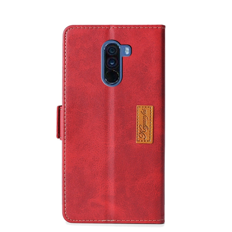For Xiaomi Pocophone F1 Retro Texture Contrast Color Side Buckle Horizontal Flip Leather Case with Holder & Card Slots & Wallet(Red) - Xiaomi Cases by buy2fix | Online Shopping UK | buy2fix