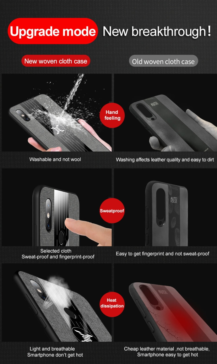 For Xiaomi Mi 8 Lite XINLI Stitching Cloth Texture Shockproof TPU Protective Case(Black) - Xiaomi Cases by XINLI | Online Shopping UK | buy2fix