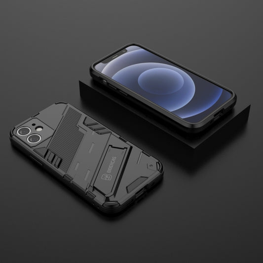 For iPhone 12 mini Punk Armor 2 in 1 PC + TPU Shockproof Case with Invisible Holder (Black) by buy2fix