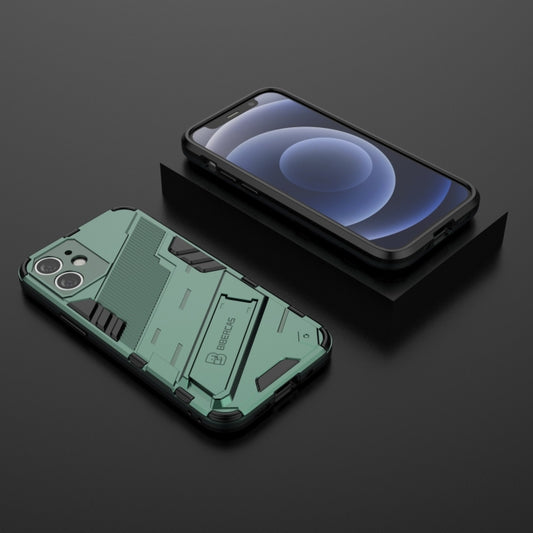 For iPhone 12 mini Punk Armor 2 in 1 PC + TPU Shockproof Case with Invisible Holder (Green) by buy2fix