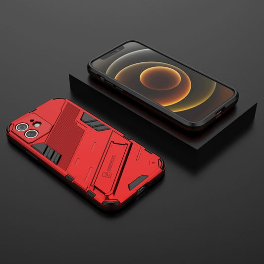 For iPhone 12 Punk Armor 2 in 1 PC + TPU Shockproof Case with Invisible Holder(Red) by buy2fix