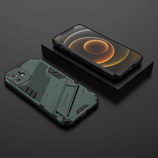 For iPhone 12 Punk Armor 2 in 1 PC + TPU Shockproof Case with Invisible Holder(Green) by buy2fix