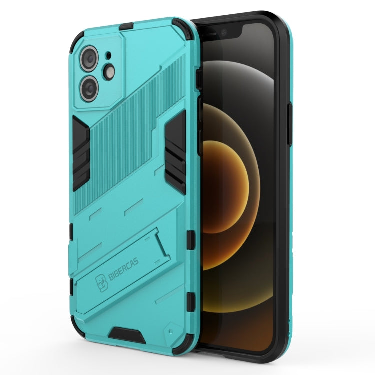 For iPhone 12 Punk Armor 2 in 1 PC + TPU Shockproof Case with Invisible Holder(Blue) - iPhone 12 / 12 Pro Cases by buy2fix | Online Shopping UK | buy2fix