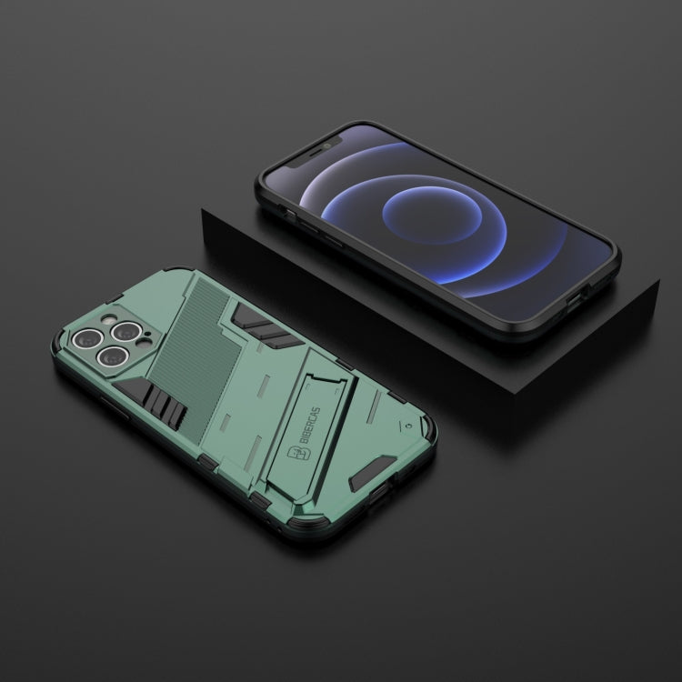 For iPhone 12 Pro Punk Armor 2 in 1 PC + TPU Shockproof Case with Invisible Holder(Green) - iPhone 12 / 12 Pro Cases by buy2fix | Online Shopping UK | buy2fix