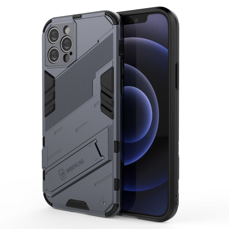 For iPhone 12 Pro Punk Armor 2 in 1 PC + TPU Shockproof Case with Invisible Holder(Grey) - iPhone 12 / 12 Pro Cases by buy2fix | Online Shopping UK | buy2fix