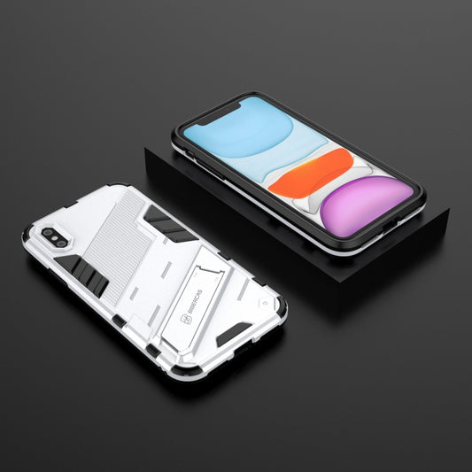 For iPhone X / XS Punk Armor 2 in 1 PC + TPU Shockproof Case with Invisible Holder(White) by buy2fix