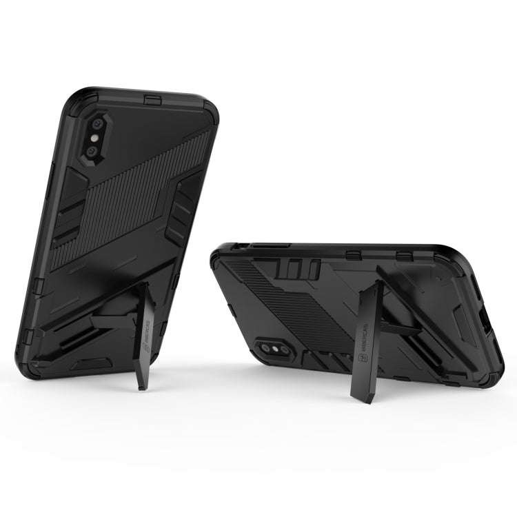For iPhone X / XS Punk Armor 2 in 1 PC + TPU Shockproof Case with Invisible Holder(Blue) - More iPhone Cases by buy2fix | Online Shopping UK | buy2fix