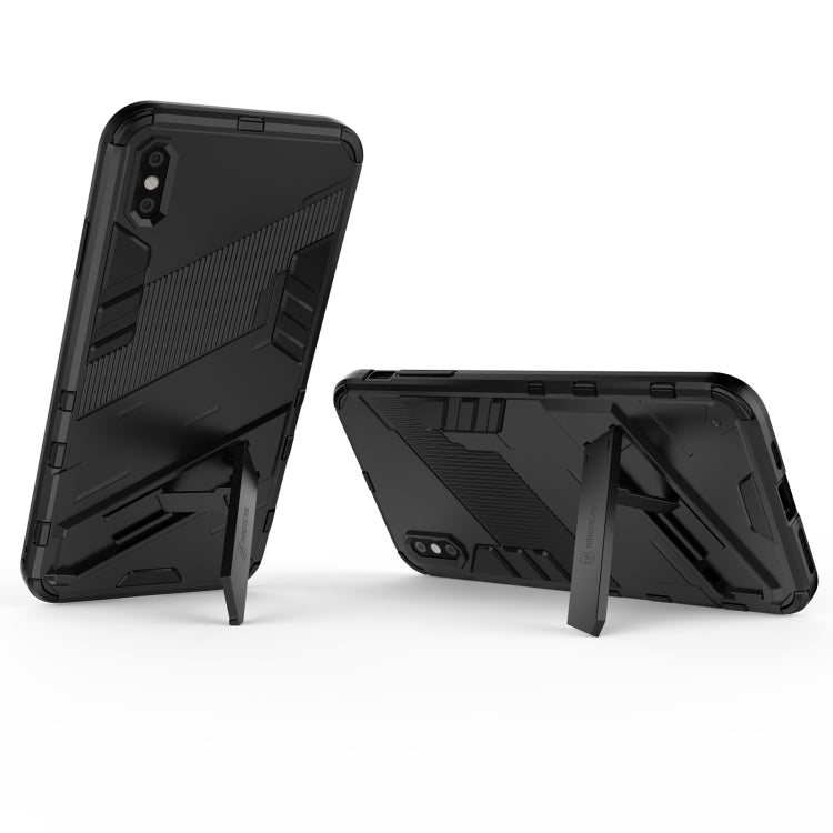 For iPhone XS Max Punk Armor 2 in 1 PC + TPU Shockproof Case with Invisible Holder(Black) - More iPhone Cases by buy2fix | Online Shopping UK | buy2fix