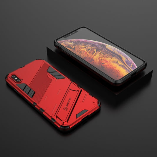 For iPhone XS Max Punk Armor 2 in 1 PC + TPU Shockproof Case with Invisible Holder(Red) by buy2fix
