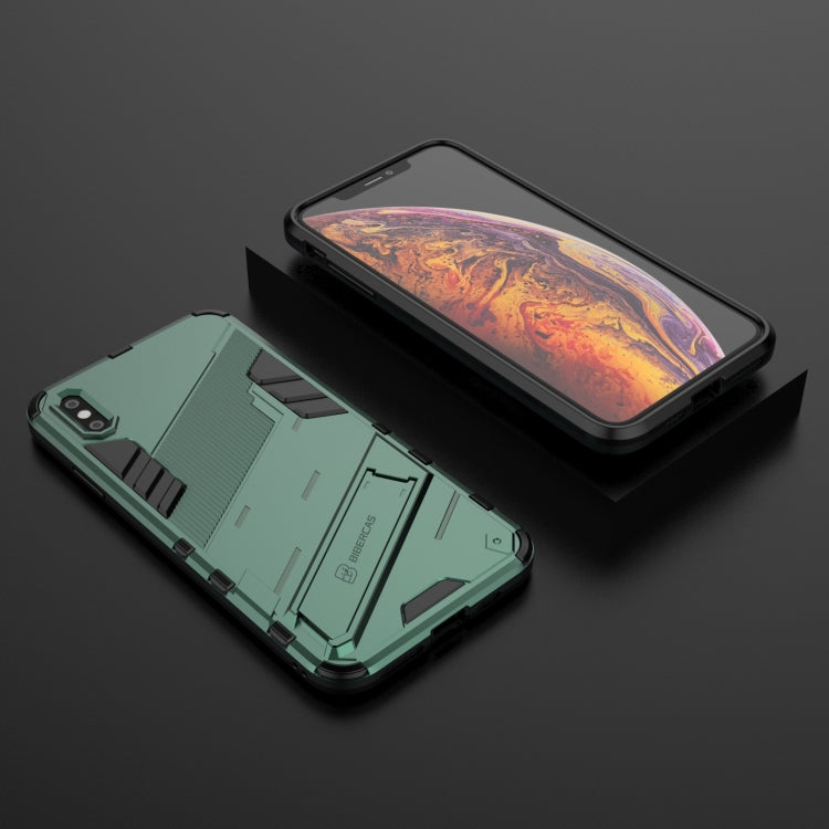 For iPhone XS Max Punk Armor 2 in 1 PC + TPU Shockproof Case with Invisible Holder(Green) - More iPhone Cases by buy2fix | Online Shopping UK | buy2fix