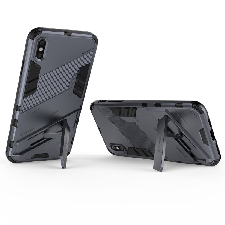 For iPhone XS Max Punk Armor 2 in 1 PC + TPU Shockproof Case with Invisible Holder(Grey) - More iPhone Cases by buy2fix | Online Shopping UK | buy2fix