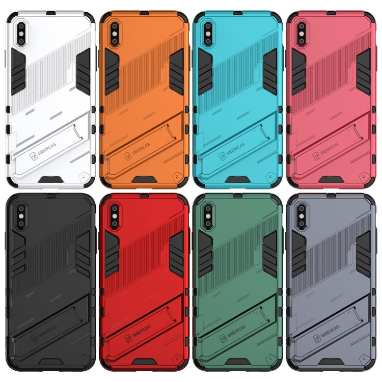 For iPhone XS Max Punk Armor 2 in 1 PC + TPU Shockproof Case with Invisible Holder(Grey) by buy2fix
