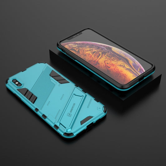 For iPhone XS Max Punk Armor 2 in 1 PC + TPU Shockproof Case with Invisible Holder(Blue) by buy2fix
