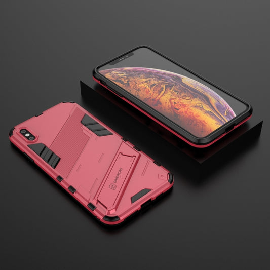 For iPhone XS Max Punk Armor 2 in 1 PC + TPU Shockproof Case with Invisible Holder(Light Red) by buy2fix