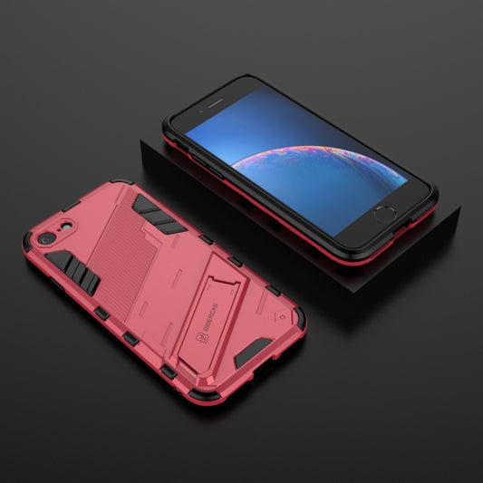 Punk Armor 2 in 1 PC + TPU Shockproof Case with Invisible Holder For iPhone 7 & 8(Light Red) by buy2fix