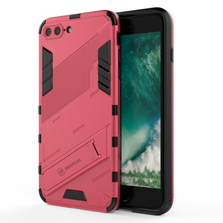 Punk Armor 2 in 1 PC + TPU Shockproof Case with Invisible Holder For iPhone 7 Plus & 8 Plus(Light Red) - More iPhone Cases by buy2fix | Online Shopping UK | buy2fix