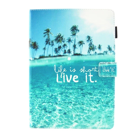 For iPad 10.2 2021 / 2020 / 2019 Coloured Drawing Pattern Horizontal Flip Leather Case with Holder & Card Slots & Photo Frame(Beach) by buy2fix