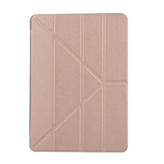 For iPad 10.2 2021 / 2020 / 2019 TPU Horizontal Deformation Flip Leather Case with Holder(Gold) by buy2fix