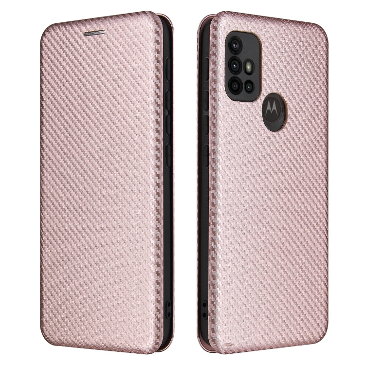 For Motorola Moto G30 / G10 Carbon Fiber Texture Horizontal Flip TPU + PC + PU Leather Case with Card Slot(Pink) - Motorola Cases by buy2fix | Online Shopping UK | buy2fix