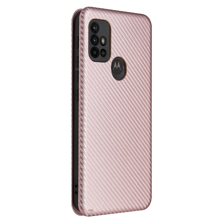 For Motorola Moto G30 / G10 Carbon Fiber Texture Horizontal Flip TPU + PC + PU Leather Case with Card Slot(Pink) - Motorola Cases by buy2fix | Online Shopping UK | buy2fix