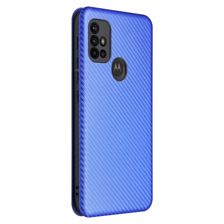 For Motorola Moto G30 / G10 Carbon Fiber Texture Horizontal Flip TPU + PC + PU Leather Case with Card Slot(Blue) - Motorola Cases by buy2fix | Online Shopping UK | buy2fix