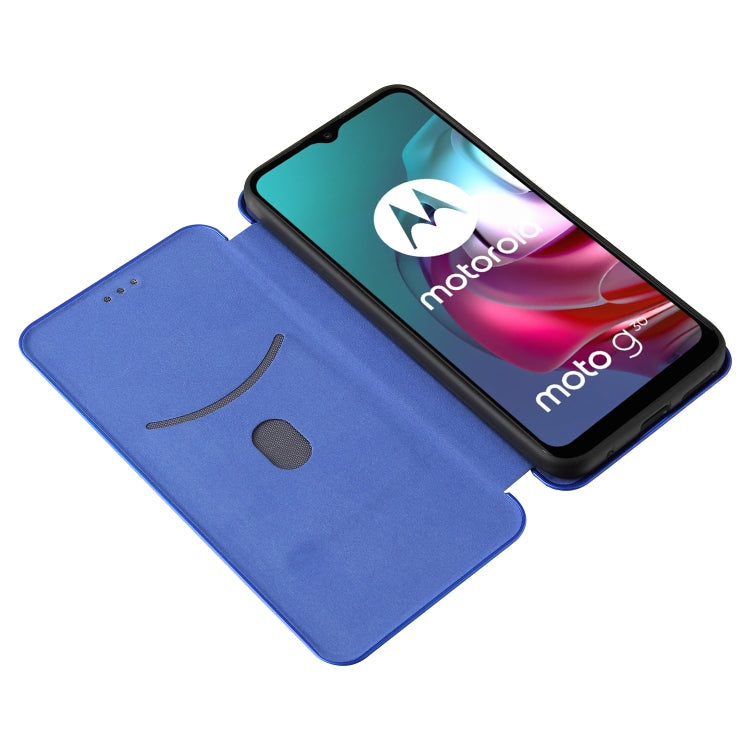 For Motorola Moto G30 / G10 Carbon Fiber Texture Horizontal Flip TPU + PC + PU Leather Case with Card Slot(Blue) - Motorola Cases by buy2fix | Online Shopping UK | buy2fix