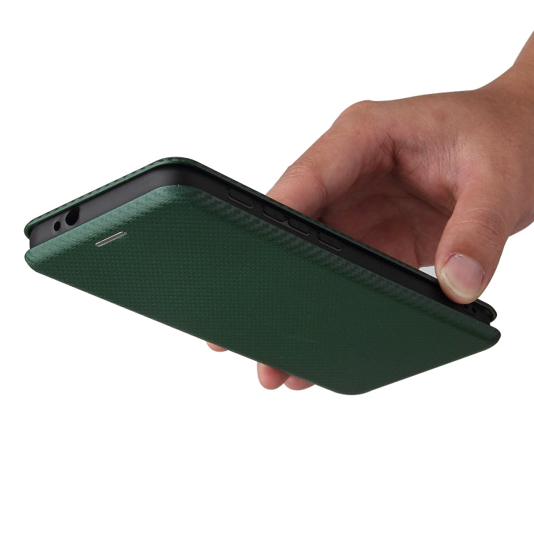 For Motorola Moto G30 / G10 Carbon Fiber Texture Horizontal Flip TPU + PC + PU Leather Case with Card Slot(Green) by buy2fix