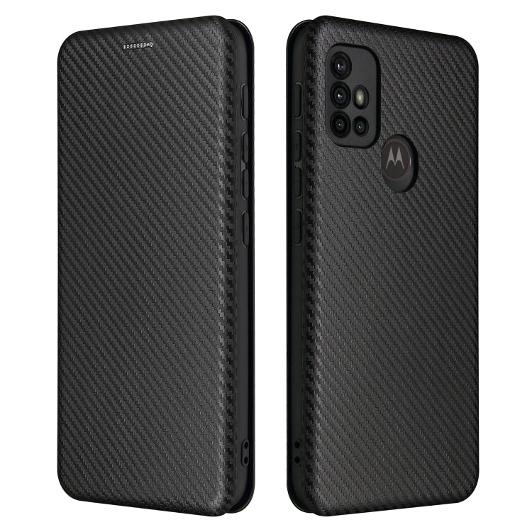 For Motorola Moto G30 / G10 Carbon Fiber Texture Horizontal Flip TPU + PC + PU Leather Case with Card Slot(Black) - Motorola Cases by buy2fix | Online Shopping UK | buy2fix