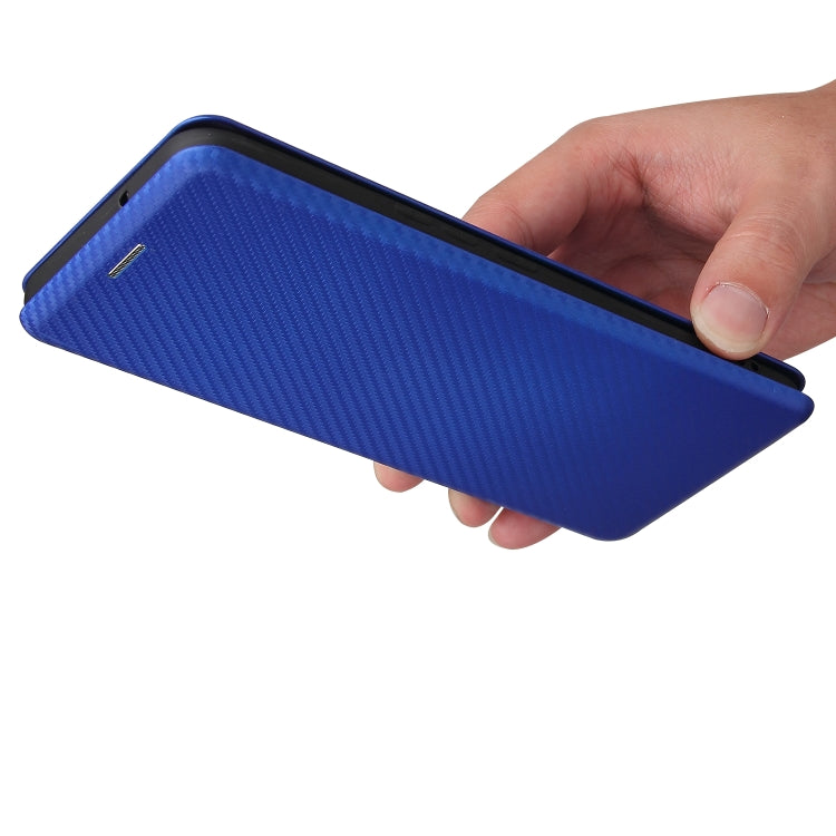 For ZTE Axon 20 5G / 4G Carbon Fiber Texture Horizontal Flip TPU + PC + PU Leather Case with Card Slot(Blue) by buy2fix