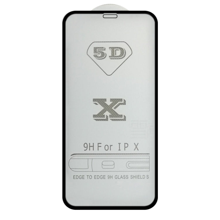 For iPhone 12 / 12 Pro 9H 5D Full Glue Full Screen Tempered Glass Film(Black) - iPhone 12 / 12 Pro Tempered Glass by buy2fix | Online Shopping UK | buy2fix
