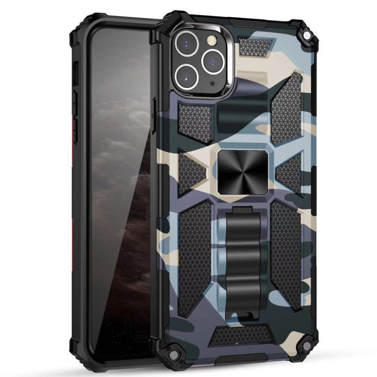 For iPhone 11 Pro Camouflage Armor Shockproof TPU + PC Magnetic Protective Case with Holder (Baby Blue) - iPhone 11 Pro Cases by buy2fix | Online Shopping UK | buy2fix