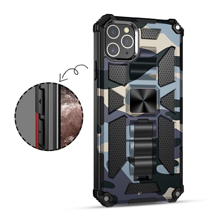 For iPhone 11 Pro Camouflage Armor Shockproof TPU + PC Magnetic Protective Case with Holder (Baby Blue) - iPhone 11 Pro Cases by buy2fix | Online Shopping UK | buy2fix