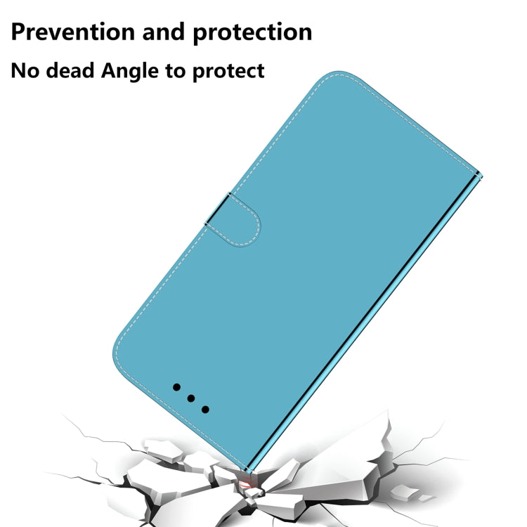 For Samsung Galaxy A52 5G/4G Lmitated Mirror Surface Horizontal Flip Leather Case with Holder & Card Slots & Wallet & Lanyard(Blue) - Galaxy Phone Cases by buy2fix | Online Shopping UK | buy2fix