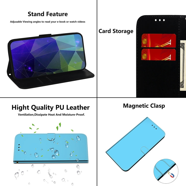 For Samsung Galaxy A52 5G/4G Lmitated Mirror Surface Horizontal Flip Leather Case with Holder & Card Slots & Wallet & Lanyard(Blue) - Galaxy Phone Cases by buy2fix | Online Shopping UK | buy2fix