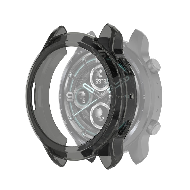 For TicWatch Pro 3 / Pro 3 Lite Half Coverage Hollowed TPU Protective Case(Transparent Black) - Watch Case by buy2fix | Online Shopping UK | buy2fix
