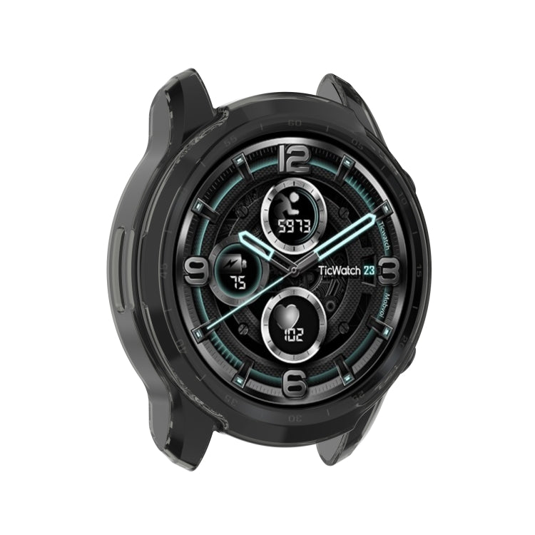 For TicWatch Pro 3 / Pro 3 Lite Half Coverage Hollowed TPU Protective Case(Transparent Black) - Watch Case by buy2fix | Online Shopping UK | buy2fix