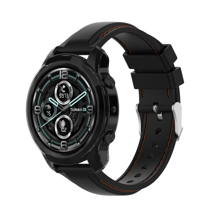 For TicWatch Pro 3 / Pro 3 Lite Half Coverage Hollowed TPU Protective Case(Transparent Black) - Watch Case by buy2fix | Online Shopping UK | buy2fix