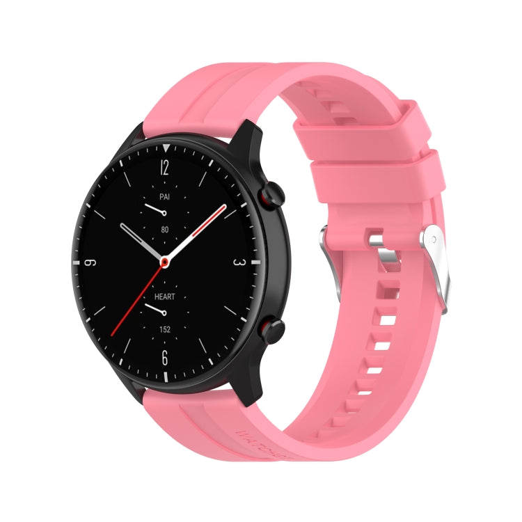 For Amazfit GTR 2e / GTR 2 22mm Silicone Watch Band with Silver Buckle(Pink) - Watch Bands by buy2fix | Online Shopping UK | buy2fix