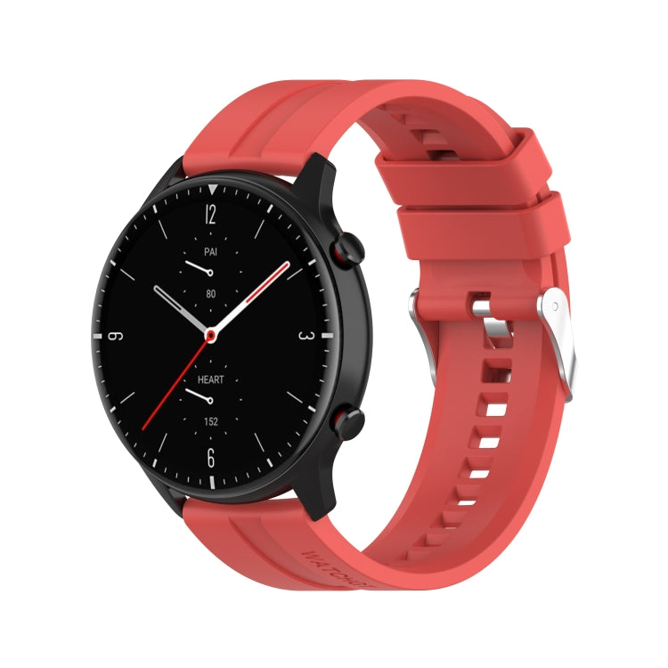 For Amazfit GTR 2e / GTR 2 22mm Silicone Watch Band with Silver Buckle(Red) - Watch Bands by buy2fix | Online Shopping UK | buy2fix