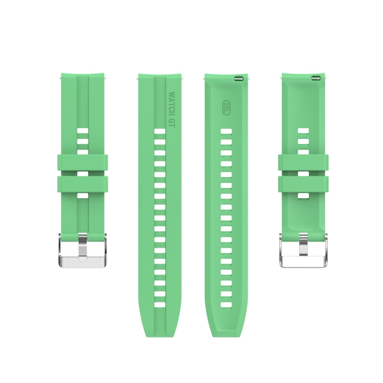 For Amazfit GTS 2e / GTS 2 20mm Silicone Watch Band with Silver Buckle(Mint Green) - Watch Bands by buy2fix | Online Shopping UK | buy2fix