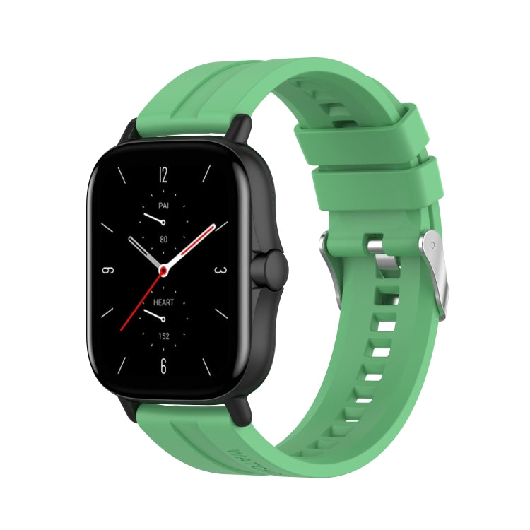 For Amazfit GTS 2e / GTS 2 20mm Silicone Watch Band with Silver Buckle(Mint Green) - Watch Bands by buy2fix | Online Shopping UK | buy2fix