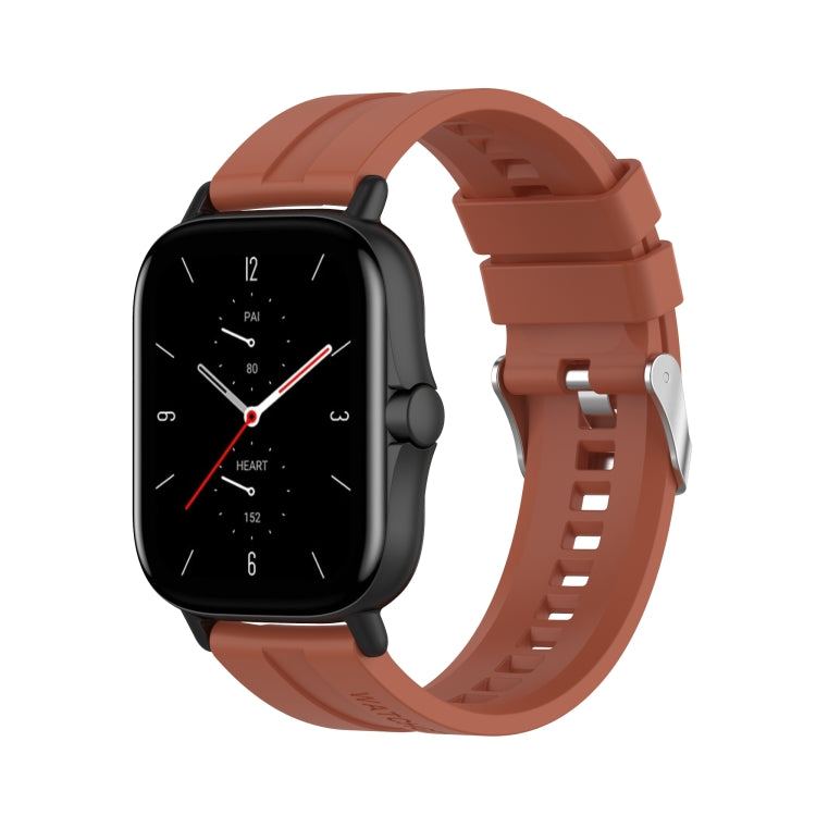 For Amazfit GTS 2e / GTS 2 20mm Silicone Watch Band with Silver Buckle(Cabernet Orange) - Watch Bands by buy2fix | Online Shopping UK | buy2fix