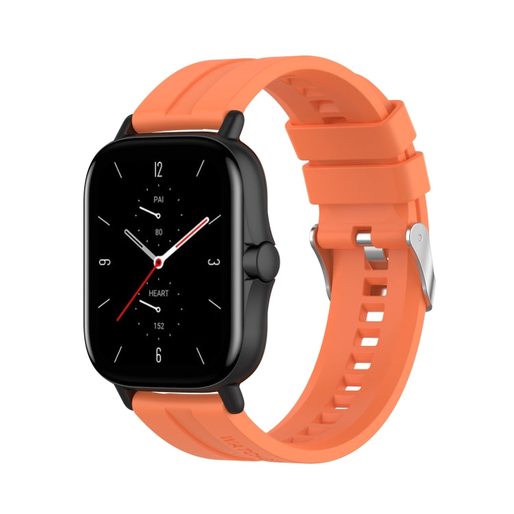 For Amazfit GTS 2e / GTS 2 20mm Silicone Watch Band with Silver Buckle(Vibrant Orange) - Watch Bands by buy2fix | Online Shopping UK | buy2fix