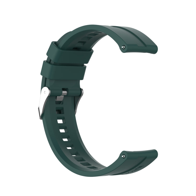 For Amazfit GTS 2e / GTS 2 20mm Silicone Watch Band with Silver Buckle(Dark Green) - Watch Bands by buy2fix | Online Shopping UK | buy2fix