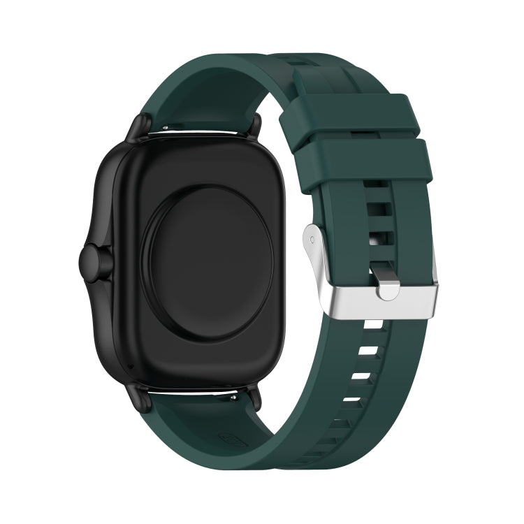 For Amazfit GTS 2e / GTS 2 20mm Silicone Watch Band with Silver Buckle(Dark Green) - Watch Bands by buy2fix | Online Shopping UK | buy2fix