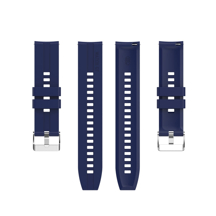 For Amazfit GTS 2e / GTS 2 20mm Silicone Watch Band with Silver Buckle(Midnight Blue) - Watch Bands by buy2fix | Online Shopping UK | buy2fix