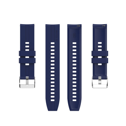 For Amazfit GTS 2e / GTS 2 20mm Silicone Watch Band with Silver Buckle(Midnight Blue) by buy2fix