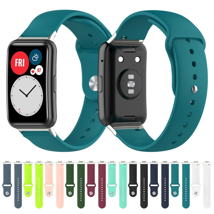 For Huawei Watch Fit 18mm Back Buckle Style Silicone Solid Color Watch Band(Rock Cyan) by buy2fix