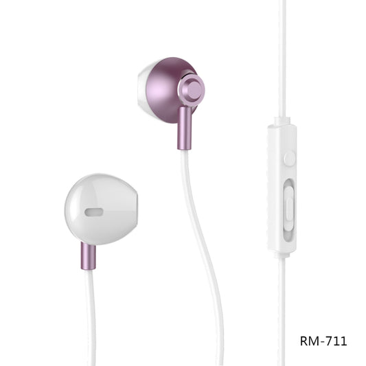 REMAX RM-711 Music Wired Earphone with MIC & Support Hands-free(Rose Gold) by REMAX