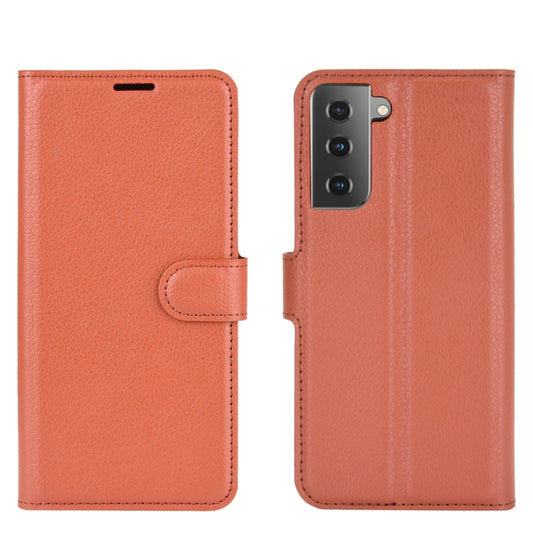 For Samsung Galaxy S21+ 5G Litchi Texture Horizontal Flip Protective Case with Holder & Card Slots & Wallet(Brown) by buy2fix